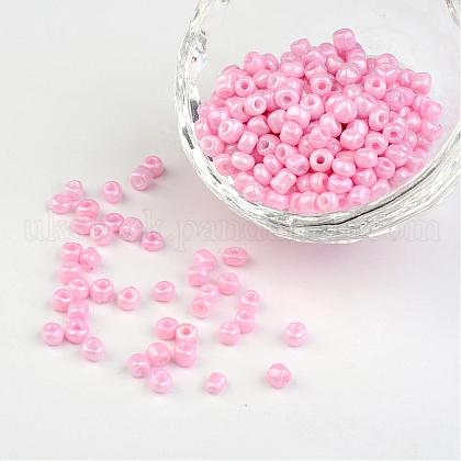 6/0 Opaque Colours Round Glass Seed Beads UK-X-SEED-A010-4mm-55-1