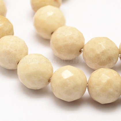 Natural Fossil Round Bead Strands UK-G-O151-02-8mm-1