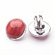 Natural Red Jasper Brass Clip-on Earrings UK-EJEW-A051-A011-2