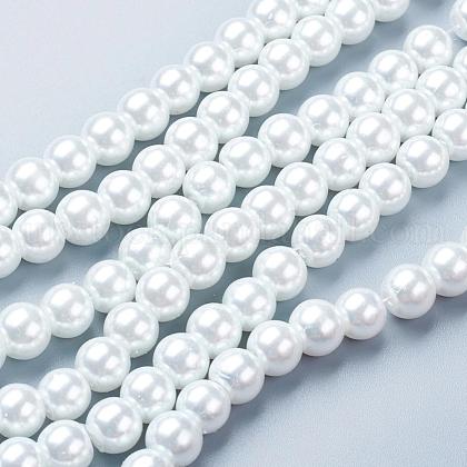 White Glass Pearl Round Loose Beads For Jewelry Necklace Craft Making UK-X-HY-8D-B01-1