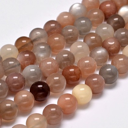 Natural Multi-Moonstone Beads Strands UK-G-M296-01-10mm-K-1