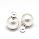 Double Sided Shell Pearl Ball Ear Studs UK-STER-E039-25B-K-1