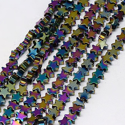 Electroplate Non-magnetic Synthetic Hematite Beads Strands UK-G-J173-6x6mm-08-1