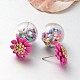 Double Sided Round Glass Ball Stud Earrings UK-EJEW-F0058-01B-K-2