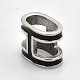 Smooth Surface 304 Stainless Steel Enamel Slider Charms Fit Flat Cords UK-STAS-O048-03-2