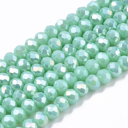 Electroplate Glass Beads Strands UK-EGLA-A034-P6mm-B16-1