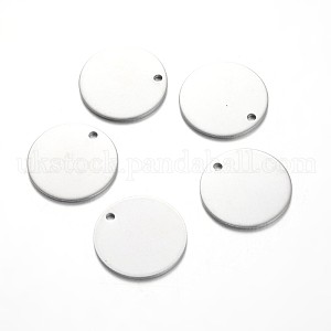 Flat Round Stainless Steel Blank Stapmping Tag Pendants UK-STAS-L166-08