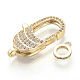 Brass Micro Pave Cubic Zirconia Lobster Claw Clasps UK-ZIRC-S058-16G-2