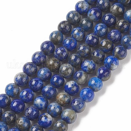 Natural Lapis Lazuli Round Beads Strands UK-G-I181-09-4mm-1