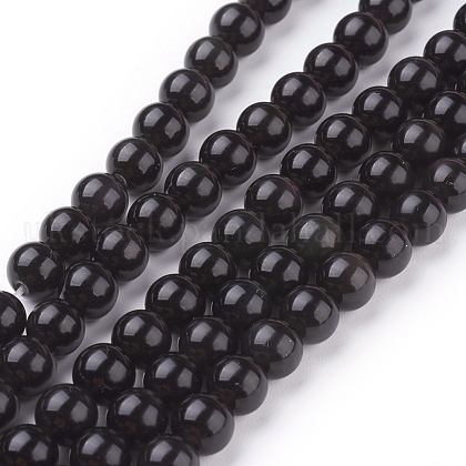 Natural Obsidian Beads Strands UK-G-G099-6mm-24-1