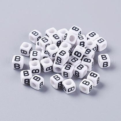 6MM Letter B Cube Acrylic Beads UK-X-PL37C9308-B-1