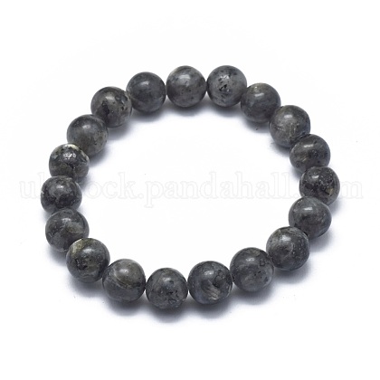 Natural Larvikite Bead Stretch Bracelets UK-BJEW-K212-C-046-1