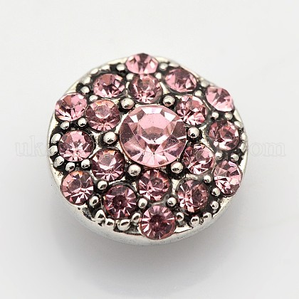 Flat Round Antique Silver Zinc Alloy Grade A Rhinestone Jewelry Snap Buttons UK-SNAP-O020-11E-NR-K-1