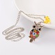 Tibetan Style Rhinestone Owl Pendant Necklaces UK-NJEW-JN00954-06-2