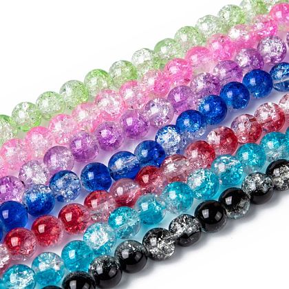 Baking Painted Crackle Glass Bead Strands UK-CCG-S001-8mm-M-1