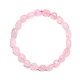 Natural Rose Quartz Bead Stretch Bracelets UK-BJEW-K213-01-3