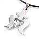 Heart with Wing Couples Leather Pendant Necklaces for Valentine's Day UK-NJEW-P127-040-K-2