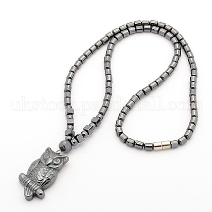 Trendy Men's Non-magnetic Synthetic Hematite Beaded Necklaces&nbsp;UK-X-NJEW-M002-13-1