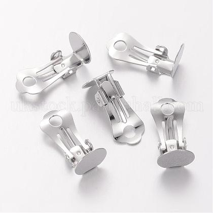 Nickel Free Platinum Color Brass Clip-on Earring Base Blank Settings UK-X-KK-H168-N-NF-1