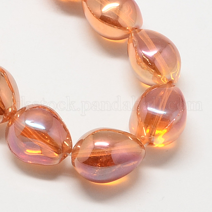 Electroplate Transparent Glass Beads Strands UK-EGLA-Q045-13x18mm-03-K-1
