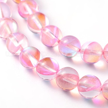 Dyed Synthetic Moonstone Round Beads Strands UK-G-L376-8mm-B10-1