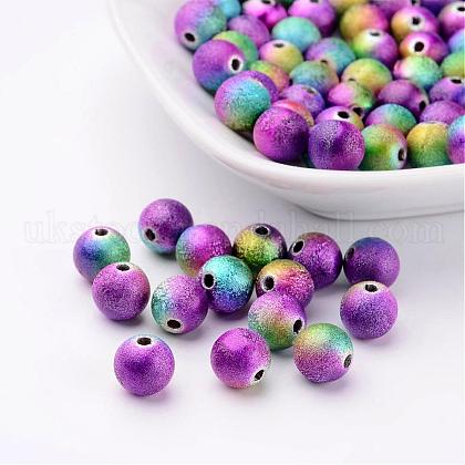 Colorful Round Spray Painted Acrylic Beads Mix UK-X-PB25P9284-1