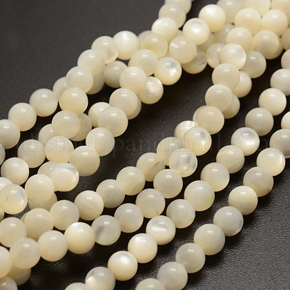 Round White Shell Beads Strands UK-BSHE-N006-02-4mm-1