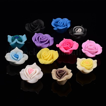 Handmade Polymer Clay 3D Flower Beads UK-CLAY-Q205-M04-K-1