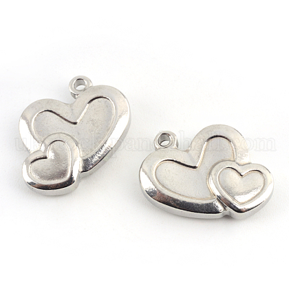 Heart to Heart 304 Stainless Steel Pendants UK-X-STAS-Q192-61-1