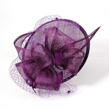 Elegant Dark Violet Fascinators UK for Weddings UK-OHAR-S165-02-1
