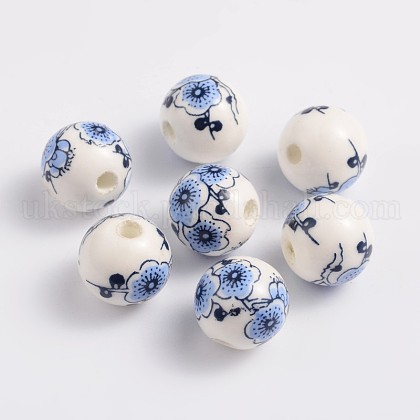 Handmade Printed Porcelain Beads UK-CF181Y-1
