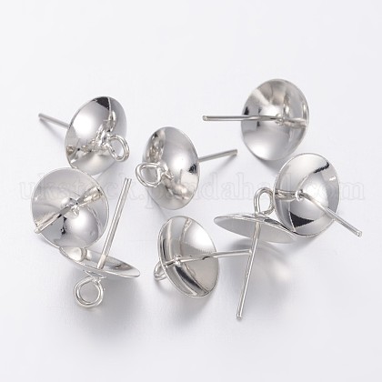 Brass Cup Pearl Peg Bails Pin Pendants UK-X-KK-K072-P-1
