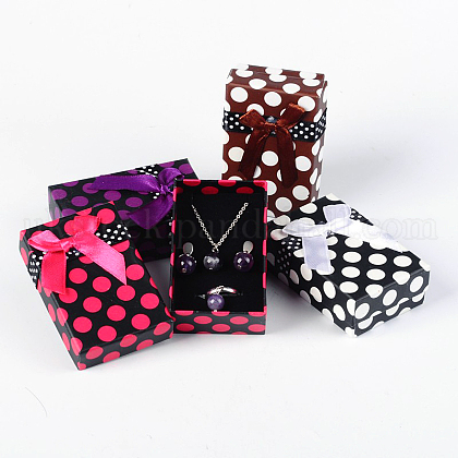 Valentines Day Presents Packages Rectangle Polka Dot Printed Cardboard Jewelry Boxes UK-CBOX-E002-M-1
