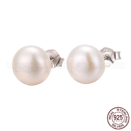 Pearl Ball Stud Earrings UK-EJEW-Q701-01B-1