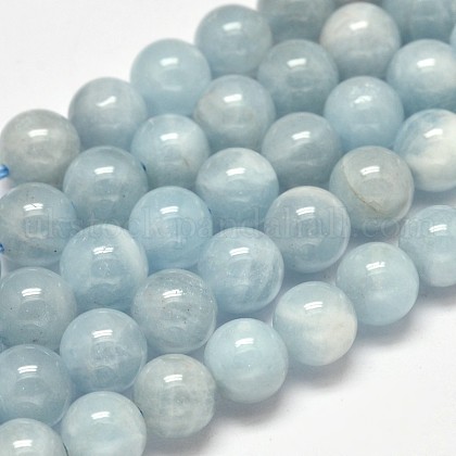 Round Natural Aquamarine Beads Strands UK-G-F289-01-8mm-1