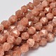 Faceted Natural Sunstone Beads Strands UK-G-K066-07-10mm-K-1