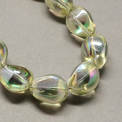 Electroplate Transparent Glass Beads Strands UK-EGLA-Q045-13x18mm-01-K-1