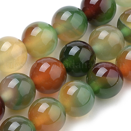 Natural Peacock Green Agate Beads Strands UK-G-S259-16-8mm-1