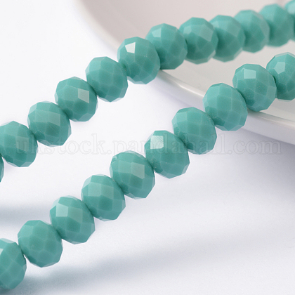 1 Strand Opaque Solid Light Sea Green Color Crystal Glass Rondelle Beads Strands UK-X-EGLA-F046A-19-1