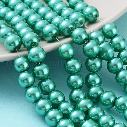 Baking Painted Pearlized Glass Pearl Round Bead Strands UK-HY-Q330-8mm-29-1