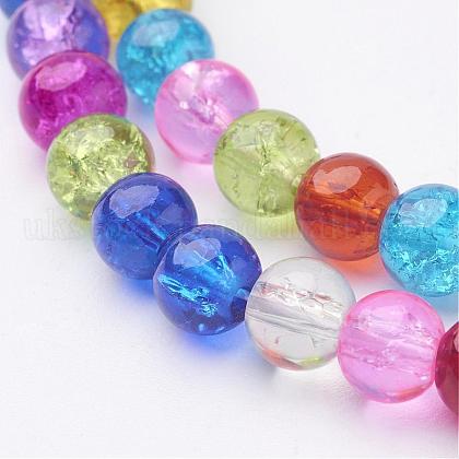 16 inch Mixed Color Round Crackle Glass Strands UK-X-GGM002-1