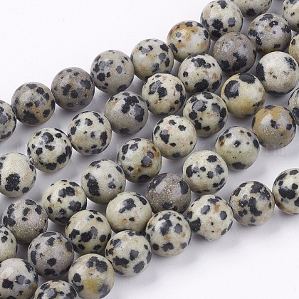Natural Dalmatian Jasper Stone Bead Strands UK-G-R193-14-8mm-1