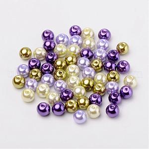 Lavender Garden Mix Pearlized Glass Pearl Beads UK-HY-X006-8mm-08