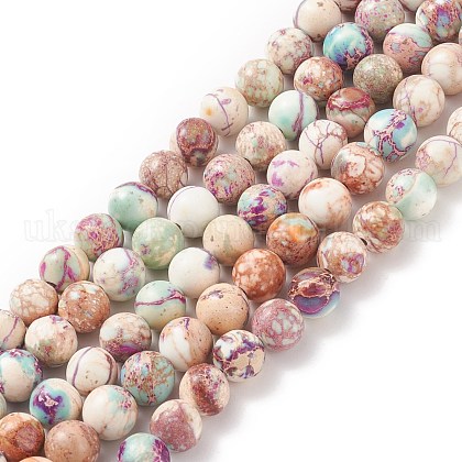 Natural Imperial Jasper Beads Strands UK-G-E358-8m-01-1
