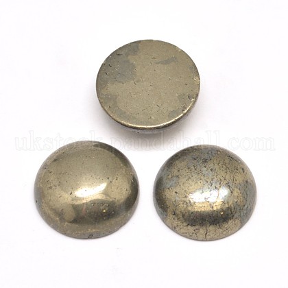 Half Round Natural Pyrite Cabochons UK-G-I125-09-12x4mm-K-1