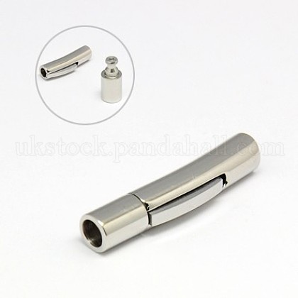 Column 304 Stainless Steel Bayonet Necklace Clasps UK-STAS-I013-4mm-K-1