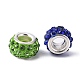 Polymer Clay Rhinestone European Large Hole Beads with Silver Color Plated Brass Cores UK-FPDL-R002-M-2