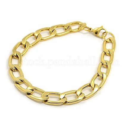 304 Stainless Steel Curb Chain/Twisted Chain Bracelets UK-X-STAS-A028-B104G-1