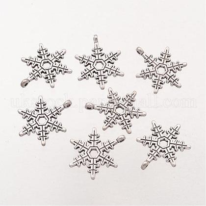 Christmas Snowflake Tibetan Style Alloy Pendants UK-A0353Y-1