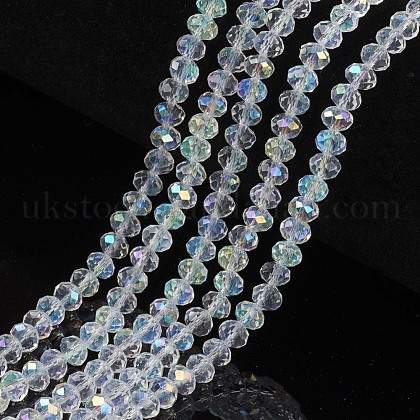 Electroplate Glass Beads Strands UK-EGLA-A034-T8mm-L19-1